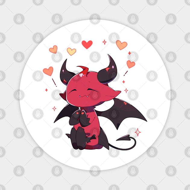 Kawaii demon in love Magnet by Retroprints